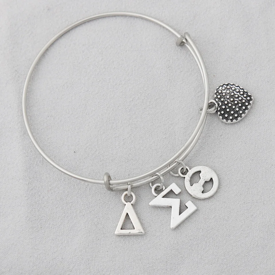 Модный сплав Delta Sigma Theta очаровательный браслет из нержавеющей стали греческие буквы DST расширяемые проволочные браслеты