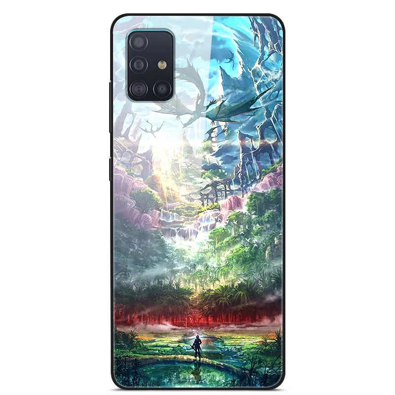 Для samsung A51 A71 чехол с милым рисунком стекло твердая задняя крышка для samsung Galaxy A51 SM-A515F чехол A 71 SM-A715F TPU бампер A 51 - Цвет: 21