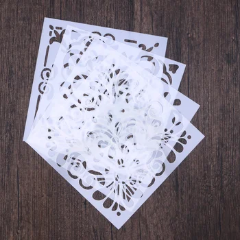 

4 Sheets Stencils Reusable Washable Hallow Drawing Sheet Drawing Templates Painting Templates for Wood Crafts