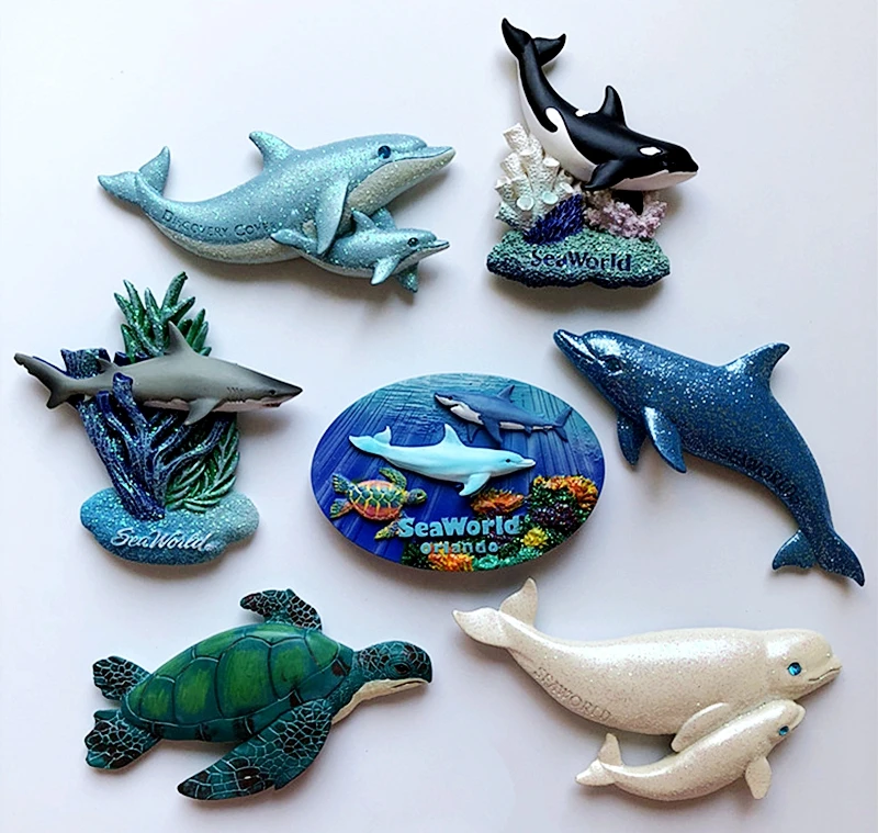 Новинка ручная роспись морские животные дельфин Кит Акула 3D магнит на