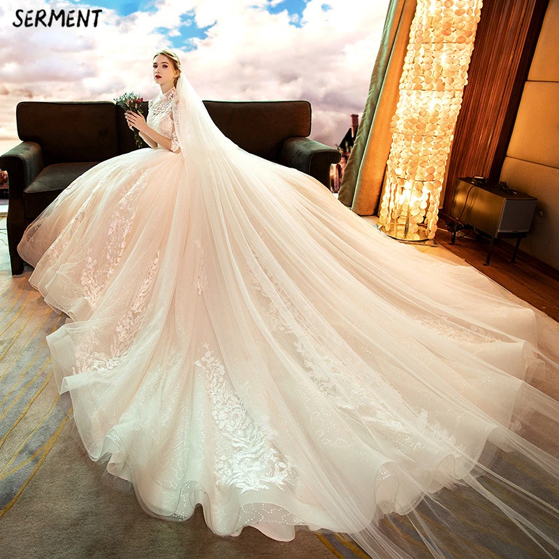 

SERMENT Wedding Dress One-shoulder Main Wedding Dress New Spring Europe and The United States Trailing Red Bride