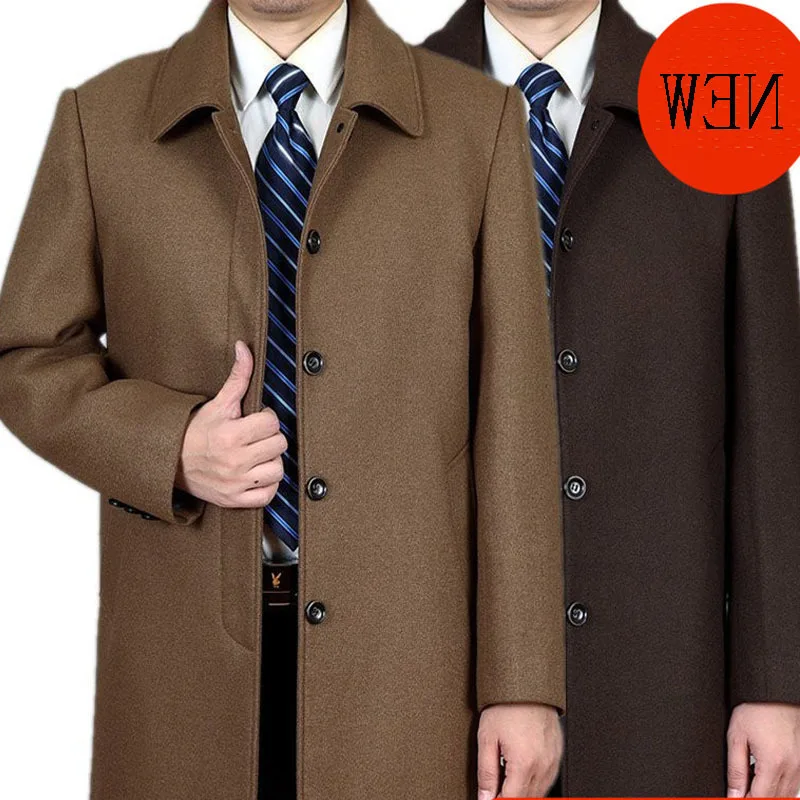 

Plus Size 4XL Wool Brand Clothing Medium Long Mens Jackets And Coats Turn-down Collar Autumn Coat Men Jacket WUJ1097