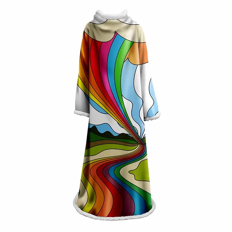 Зимнее Psychedelic Rainbow Edd Коралловое Флисовое одеяло теплое мягкое плюшевое одеяло на искусственном меху с рукавами диван уличное утяжеленное одеяло с рукавами