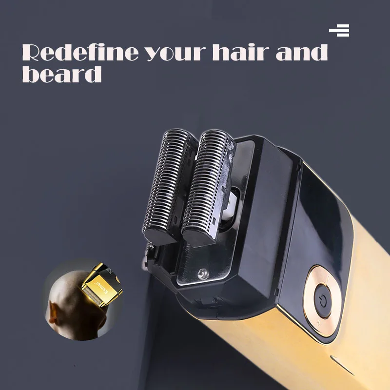 Kemei 2 in 1 Electric Shaver Men Rechargeable Beard Shaver Floating Hair Trimmer Face Care Bald Shaving Machine