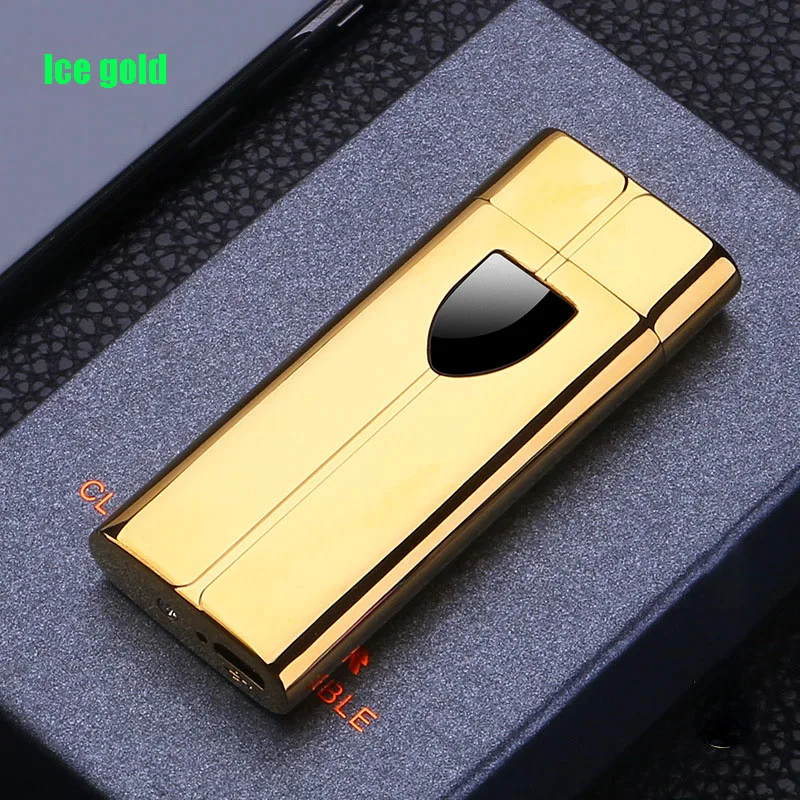 Ice gold Зарядка через usb Зажигалка творческий, модели с объемными элементами Хот Вилс вращающийся дуговая сигаретная зажигалка с светодиодный Дисплей Мощность ветрозащитный изготовленный на заказ - Цвет: Ice gold