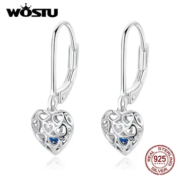 WOSTU 2019 New Arrival 925 Sterling Silver Openwork Heart Drop Earrings For Women Wedding Luxury Earrings Jewelry Gifts CQE746