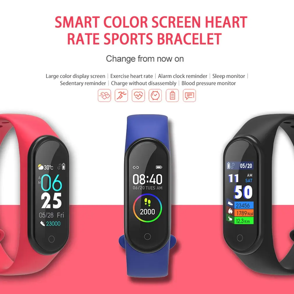M4S waterproof smart bracelet heart rate oximeter step waterproof swimming health multi-function intelligent sports watch