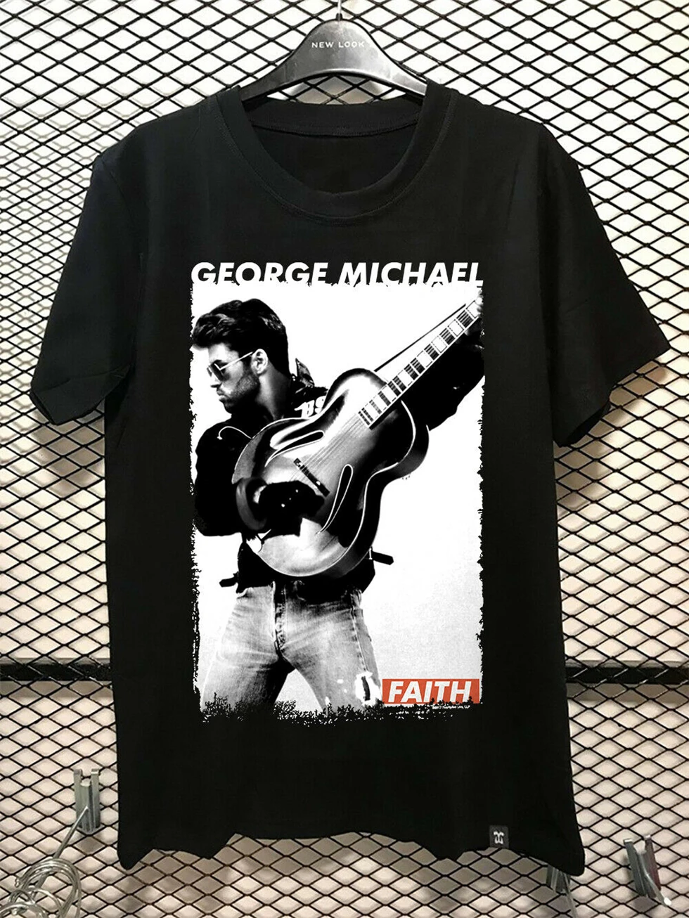 George Michael Faith Classic Black T Shirt Best Gift For Menwomen. Loose Size Top Ajax Tee | Мужская одежда