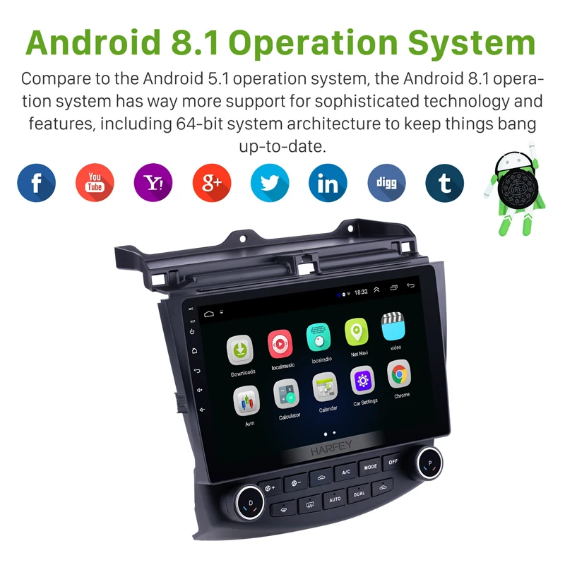 Best Harfey 10.1" Android 8.1 GPS Navigation HD 1024*600 Touch Screen Car Radio For Honda Accord 7 2003-2007 Bluetooth Head unit WIFI 2 Best Harfey 10.1" Android 8.1 GPS Navigation HD 1024*600 Touch Screen Car Radio For Honda Accord 7 2003-2007 Bluetooth Head unit WIFI 2