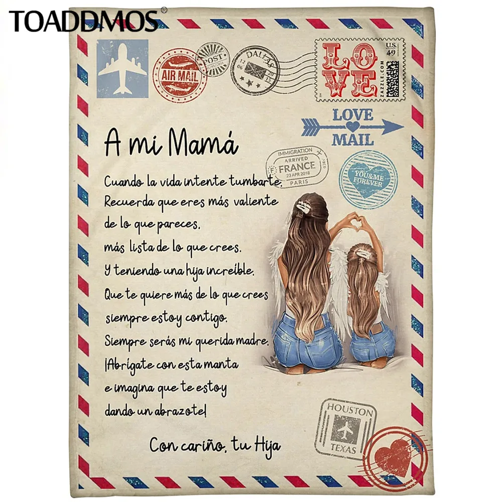 TOADDMOS A mi Mamá-Manta polar Pre mi um carta A mi Mamá Express, versión española, manta fina, regalo para el día de la madre