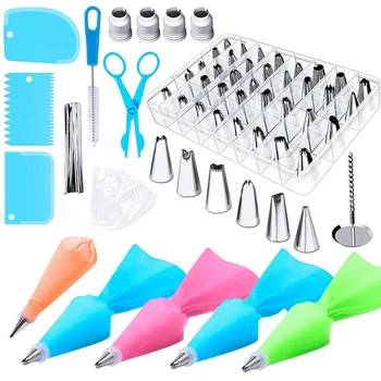 

Smoother Cake Turntable Baking Tool Baking Dishes Pastry Baking Tray 72pcs/set Icing Nozzles Pastry Piping Bags