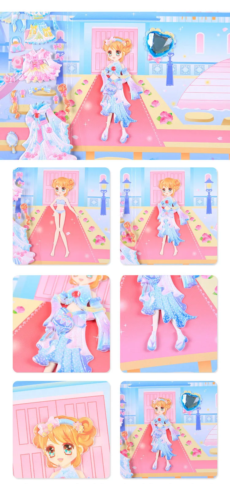 Koteta 1 шт. Красота 3D пышные наклейки s одеваются наклейка Принцесса для девочки Рождественский подарок игрушка водонепроницаемый Скрапбукинг DIY украшения