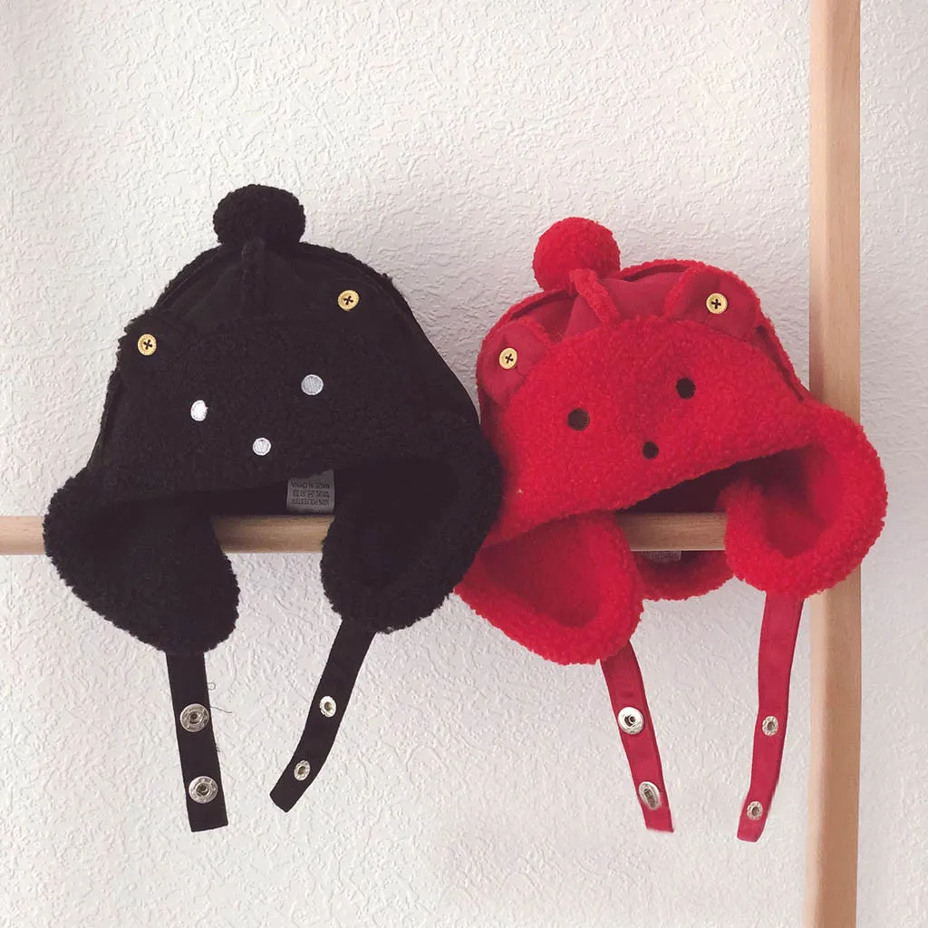 baby hat Children Boys And Girls Cute Cartoon Plush Embroidery Warm Head Wrap Kids Baby Witner Hat Cap newborn Photography Props