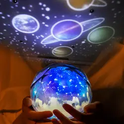 Цветной проектор с планетой, Ночной светильник с заземлением, ночник с usb зарядкой, умный вращающийся светодиодный ночник для детей