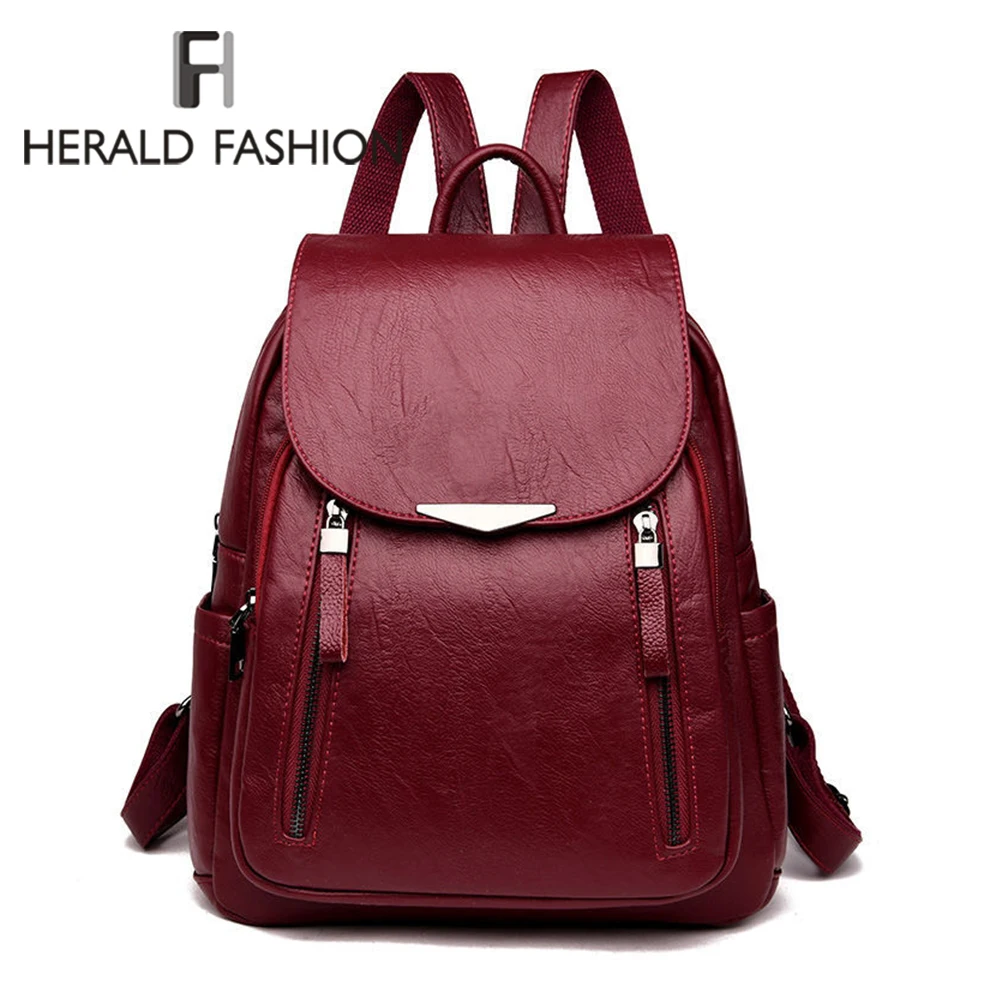 Women's Backpack 2020 Travel Large PU Leather Handbag Schoolbag For Girls bag Female Shoulder Back mochila |