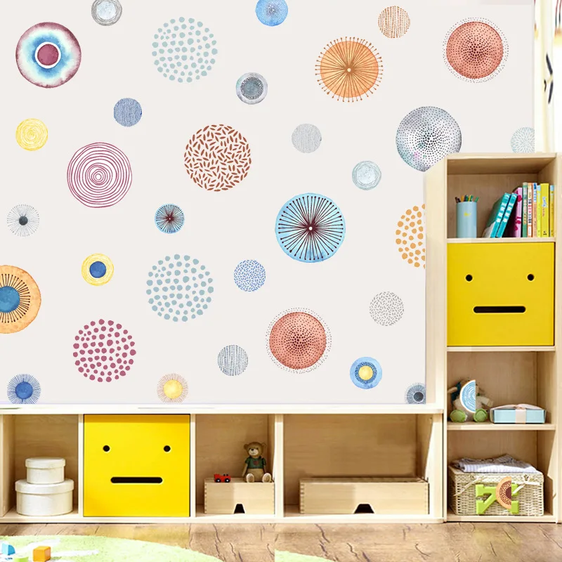 DIY цветные настенные наклейки многоразмерные цветные точки художественный круг точки переводная наклейка Съемная виниловая Полька обои для детской комнаты домашний декор
