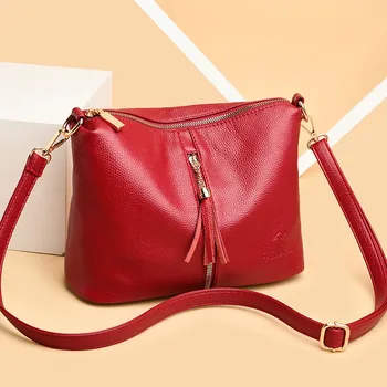 

2020 Summer Women's Handbags Leather Solid Color Shoulder Bags with Tassels Female Multifunction Crossbody Messenger Bag Bolsas