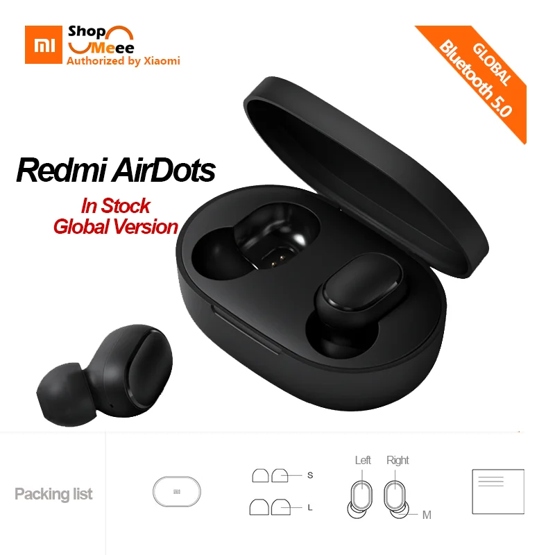 Глобальная версия Xiaomi Redmi AirDots Беспроводные Bluetooth 5,0 стерео наушники-вкладыши с басами и микрофоном