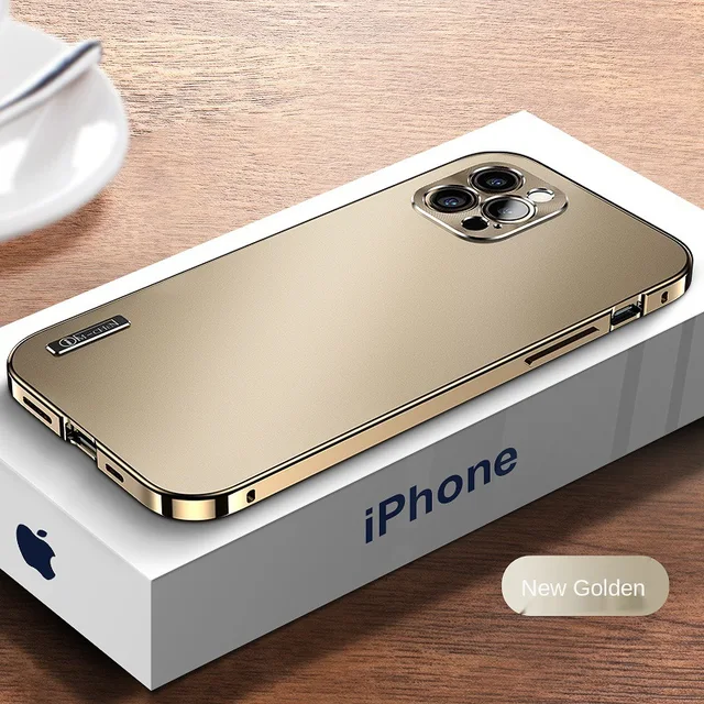 2022 NEW Metal aluminium alloy Case for iPhone 13 12 11 Pro Max Camera Protective Case iphone Original Color Phone Back Cover Gold