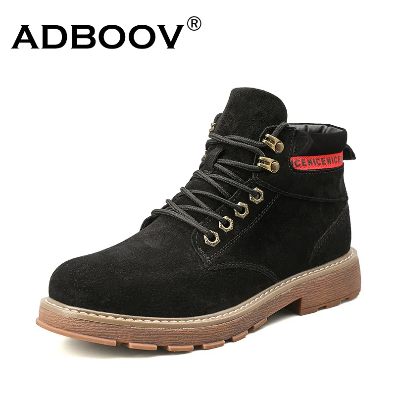ADBOOV/мужские Ботинки martin; модные черные повседневные кожаные ботинки на шнуровке; мужские ботильоны для прогулок и вождения