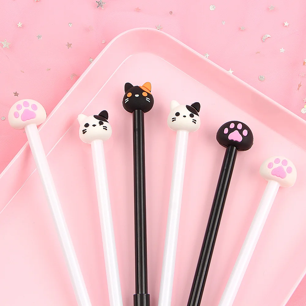 4 шт./лот Kawaii Cat гелевая ручка Papelaria мультфильм C школьные принадлежности