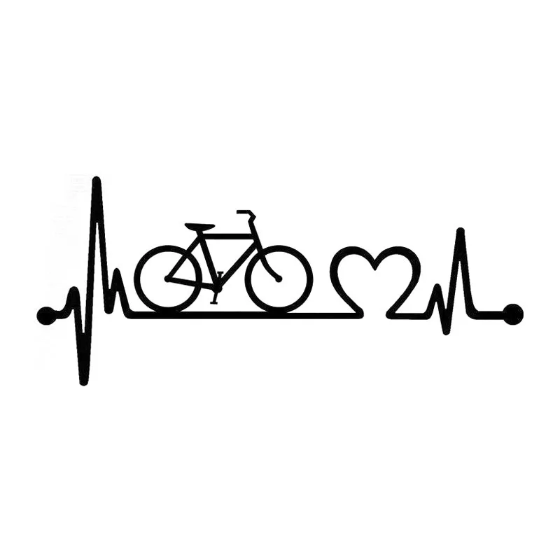 

18.5cm*8.1cm Bicycle Heartbeat Lifeline Cycling Fashion Vinyl Stickers Decals Black