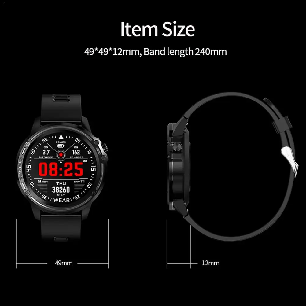 L8 умный Браслет Bluetooth спортивные часы пульсометр сенсорный экран умные часы IP68 Водонепроницаемый 1,2 дюймов TFT круглый экран