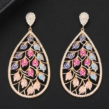 

GODKI Jimbora Nobel Luxury Waterdrop Pendant Wedding Engagement Dangle Drop Earrings Cubic Zircon Drop Earring For Women Jewelry
