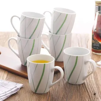 

VEWEET AVIVA 6-Piece Kitchen 360ML Porcelain China Ceramic Coffee Tea Mugs Set Milk Cup Set for Family and Office