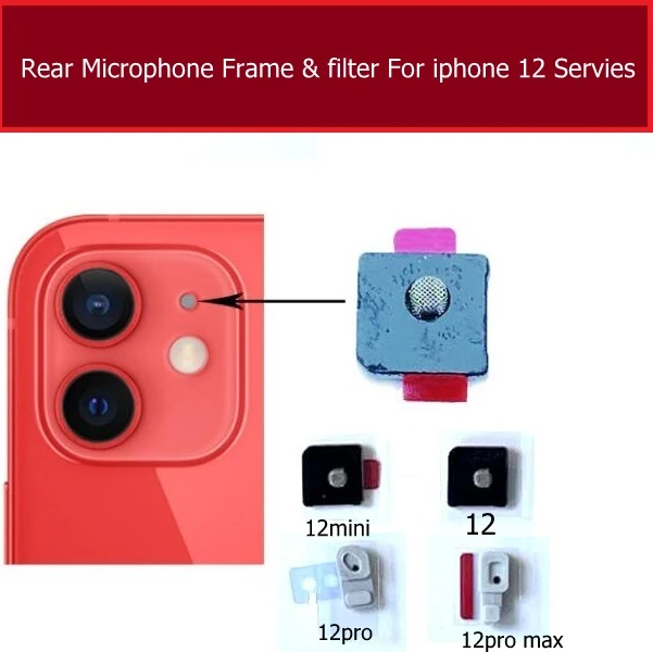 Red de micrófono trasero para iPhone 12, Mimi 12 Pro MAX, malla antipolvo,  cámara trasera, piezas