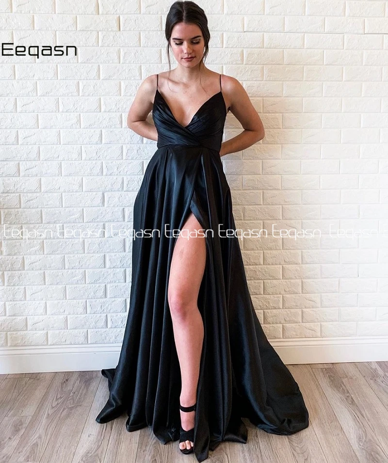 Сатиновые платья для выпускного вечера Vestidos De Gala, вечернее платье с разрезом по бокам, Vestido Formatura, платье Robe De Soiree