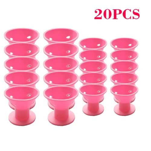 20PCS Pink 10/20 Вт, 30 Вт, шт./компл. мягкие резиновые Магия Волос бигуди для ухода силиконовые щипцы для завивки волос без тепла без повреждения кутикулы на клипе щипцы для завивки Волос Стайлинг Инструмент «сделай сам» - Цвет: 20PCS Pink