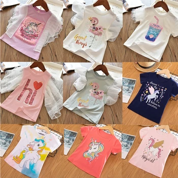 

Summer T-Shirt For Girls&Boys Short Sleeve Unicorn Cotton Tees Kids Casual Clothes Toddler Tops Baby Birthday Printing Outfits