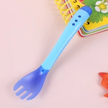 Tenedor con sensor de temperatura para niños, vajilla de silicona con sensibilidad al calor, 3 colores