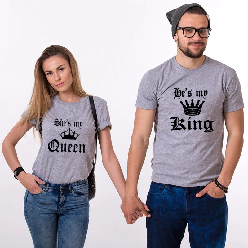 Couple Matching Love Valentine Cute Funny Couple Matching Tshirt He S My King And She S My Queen T Shirts T Shirts Aliexpress