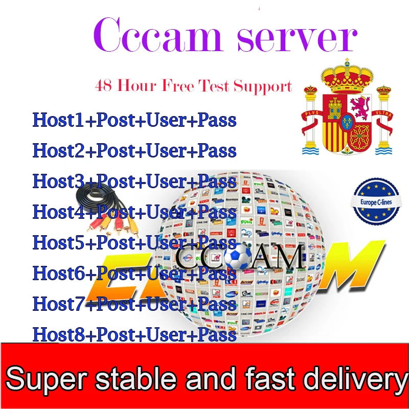 Европа Cccam Испания Европа cline cccam HD 2 года Cccam cline для Европы использовать для спутниковый ТВ приемник DVB-S2 сервер hd freesat