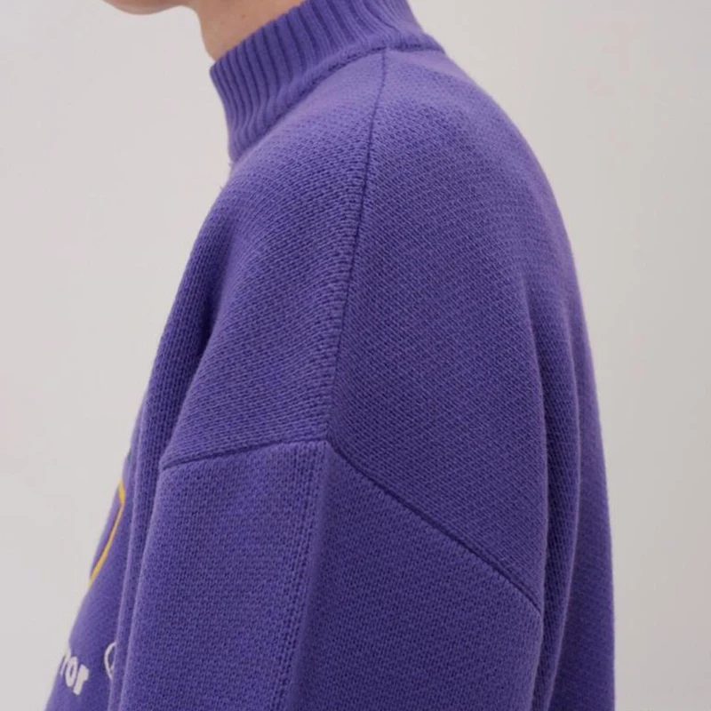 Шикарный цветной вязаный свитер с вышивкой, унисекс, осень, брендовый пуловер с буквенным принтом, верхняя уличная свободная теплая вязаная одежда