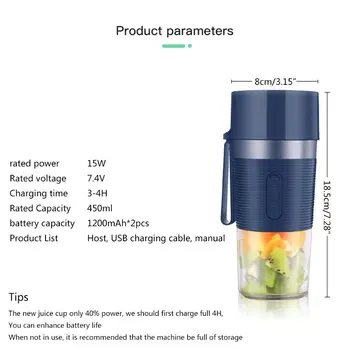 

400ml Multifunction Portable Electric Mini Fruit Juicer Mixer Cup Blender Small M2EE