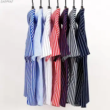 

Sleeve striped men casual shirts soft comfortable male clothes without chest pocket Summer New turn down collar short