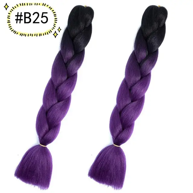 Jumbo Braiding Hair Extensions Kanekalon Braiding Hair 24 Inch Ombre Multiple Tone Colored Synthetic Hair for Women B25