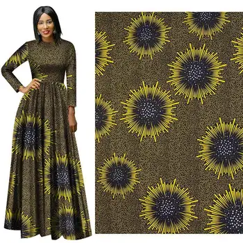 

African Polyester black and yellow Printed Wax Fabric For Wedding Party Dress 2020 High quality Ankara Nigerian Wax Fabric