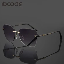 Iboode солнцезащитные очки для женщин дамы без оправы, со стразами режущие линзы брендовый дизайнер океан оттенки Винтажные Солнцезащитные очки UV400 Gafas