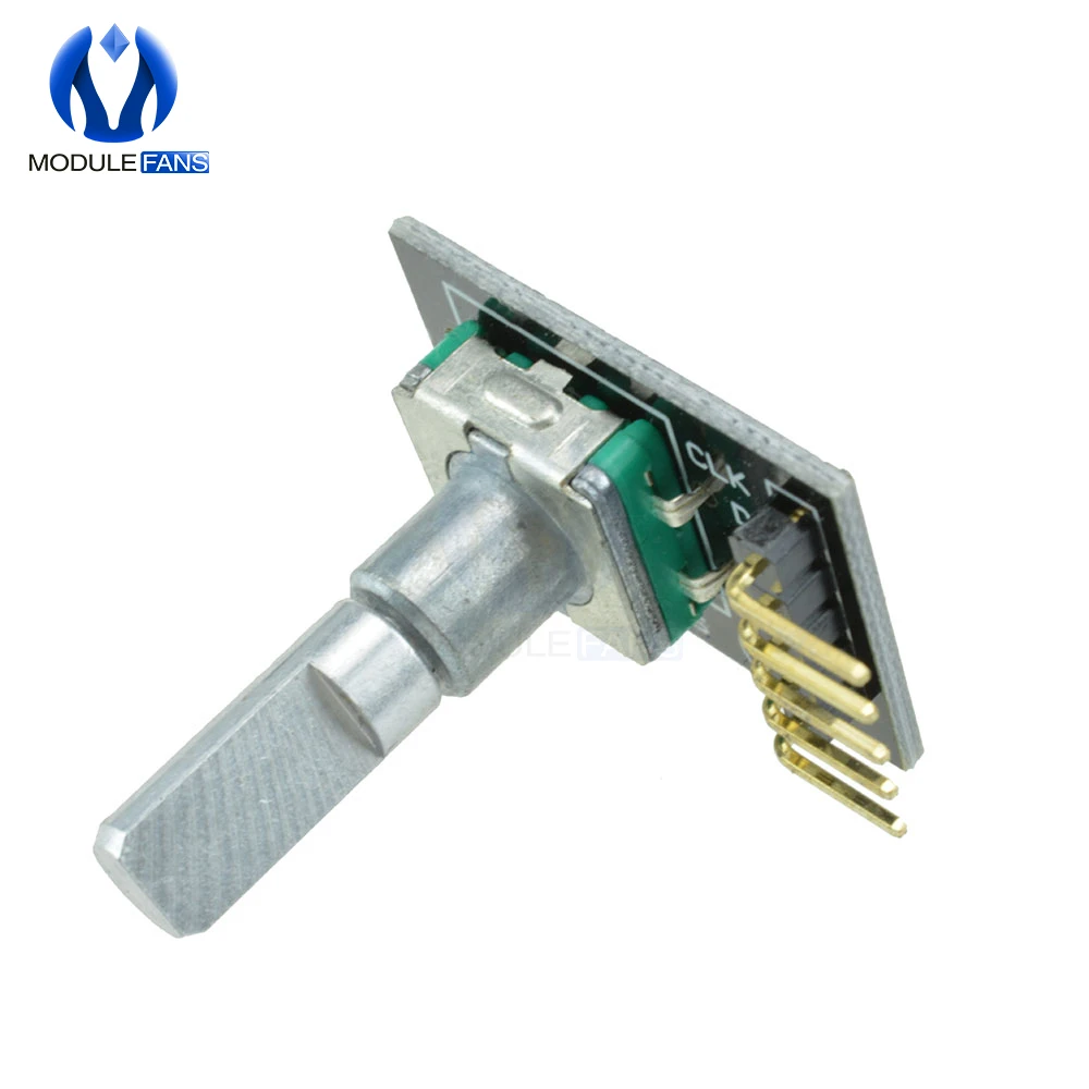 5PCS KY-040 360 Degrees Rotary Encoder Module Brick Sensor Switch Development Board For Arduino With Pins Half Shaft Hole Caps