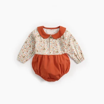 

2020 Spring Autumn Newborn Cute Baby Girls 0-2 years old Cotton Romper Flower printed Jumpsuit