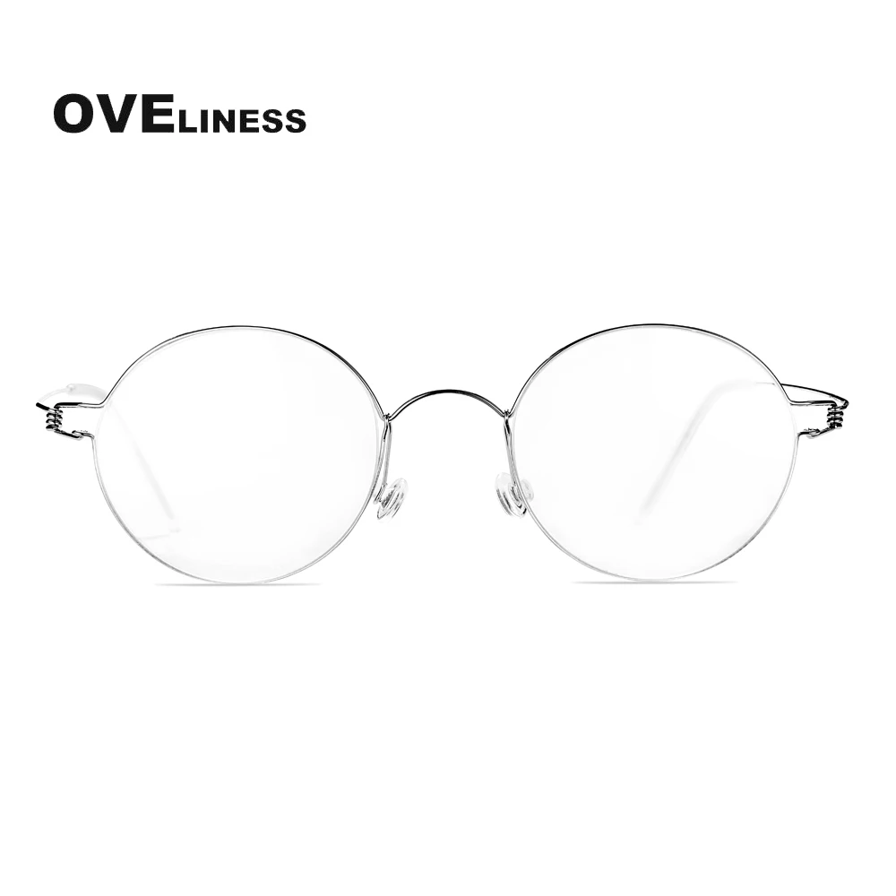 Eyeglasses Frames 2025 Pure Titanium Screwless Eyewear Retro Eyeglasses Frame Women Round Korean Spectacles