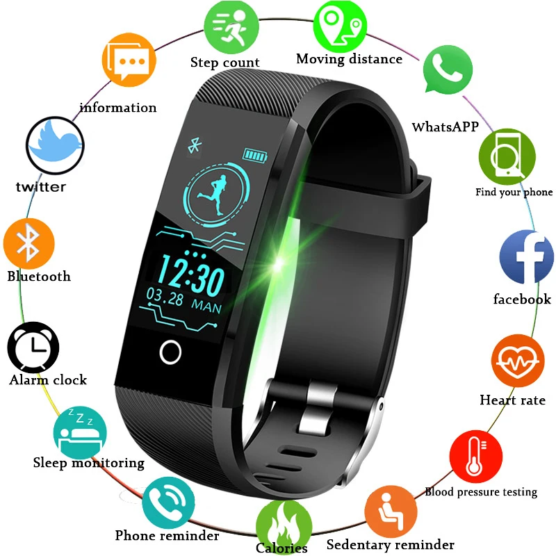 

LIGE 2019 New smart watch Men fitness tracker blood pressure heart rate monitor Alarm clock remind sport smartwatch PK Mi band 4
