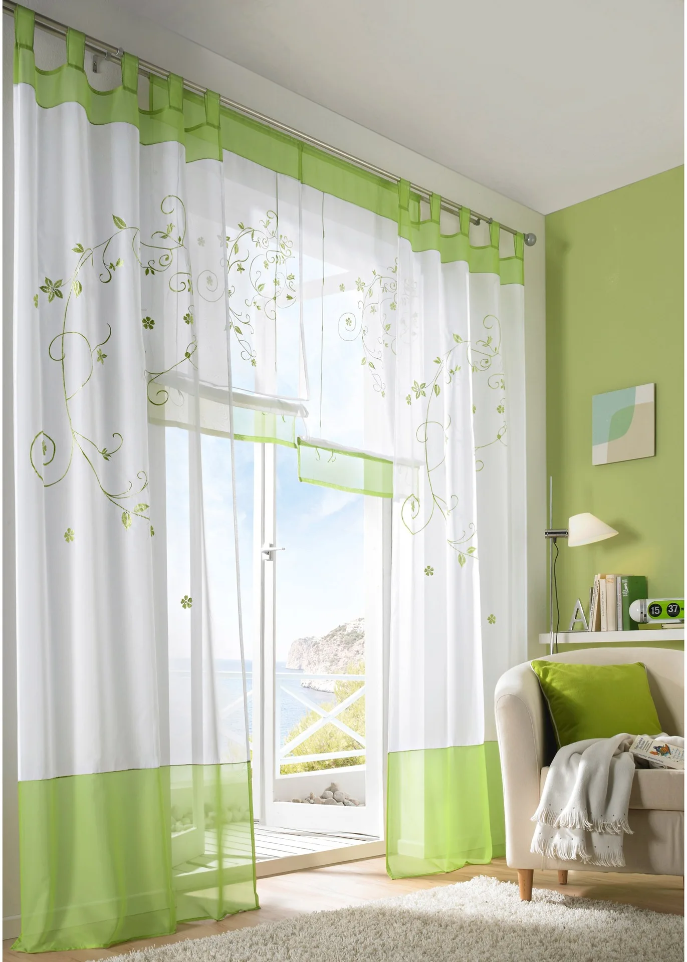 Nordic Tulle Sheer Rural Embroidery Roman Short Window Curtain for Home Living Room Decoration Voile in the Kitchen Cafe Curtain