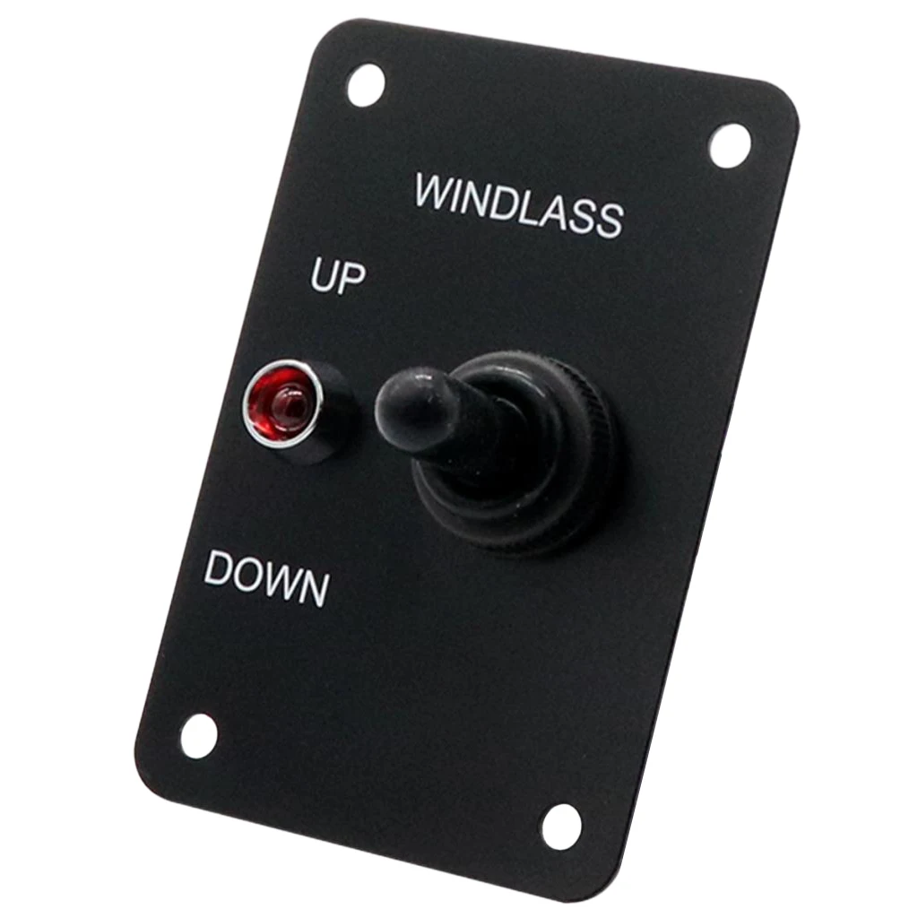 Marine 12V Anchor Windlass UP/Down Toggle Switch Control Panel Red Indicator