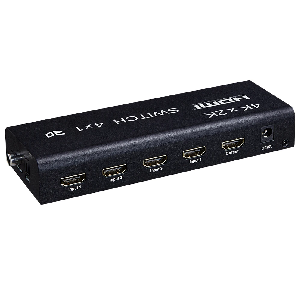 4K x 2K HDMI 스위치 4X1 3D 스위처 4in1 출력 독립 오디오 출력 3.5mm 헤드폰 섬유 동축, 1080P 4K PC-TV HDTV 스위치