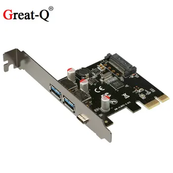 

Pcie Pci Express To Usb 3.1 Type-C Dual Usb 3.0 Pci-E Riser Card Adapter Type C Reversible Card With Sata 15P Power Supply